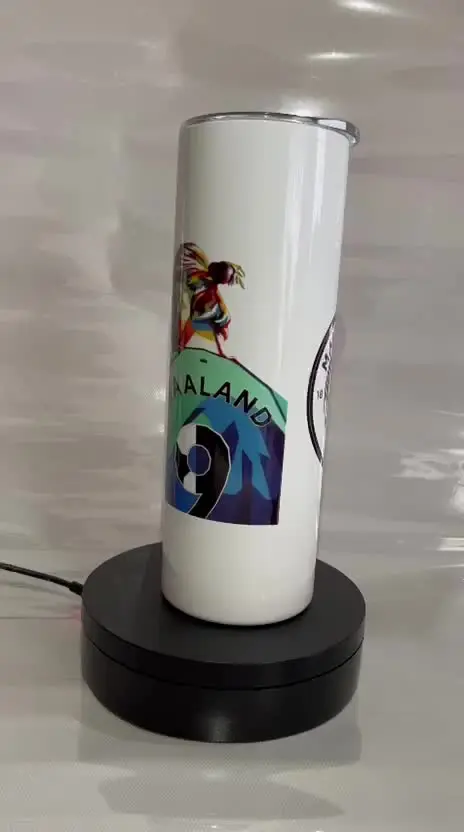 White personalised tumbler with a colourful printed design